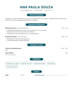 Exemplo de currículo no modelo Criativo