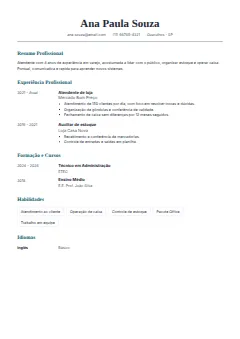 Exemplo de currículo no modelo Executivo