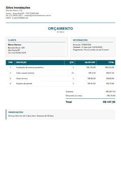 Modelo de orçamento Clássico: para qualquer negócio